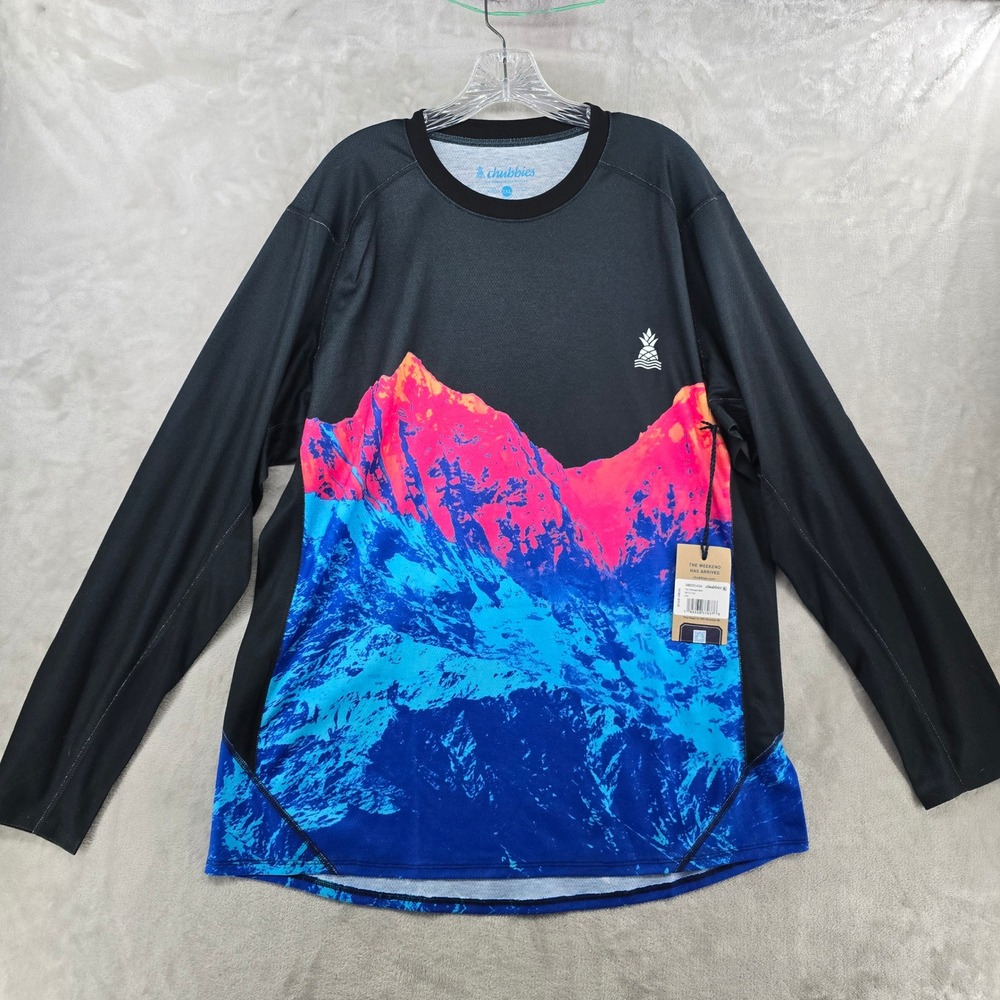 Chubbies Ski Ya Top Mens XXL Black‎ The Midnight Ride Mountain Long Sleeve Shirt